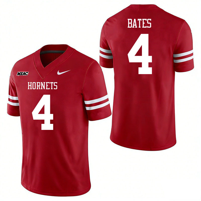 Delaware State Hornets #4 Brian Bates College Football Jerseys,Uniforms Stitched-Red